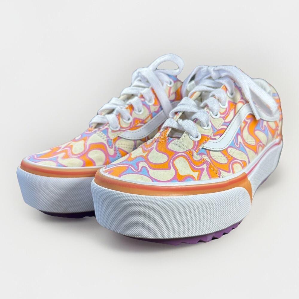 Vans Old Skool Stacked UV Activated Peace Sign Platform Sneakers Women's SZ 7 - Picture 6 of 11